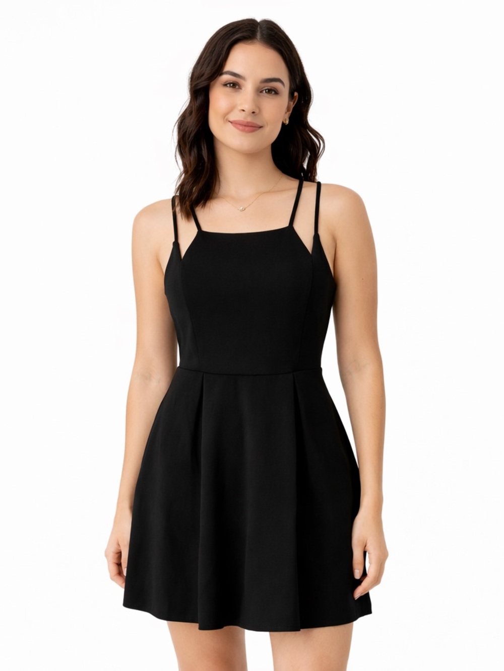 Francesca’s Mi Ami Black Skater Mini Dress Strappy Back Sleeveless Size S NWT